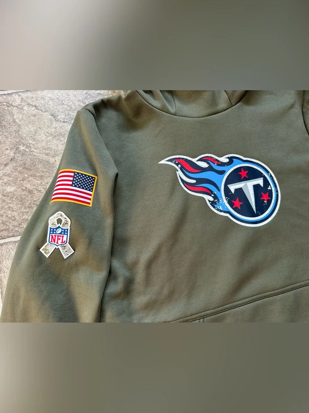 Nike Olive Green Tennessee Titans Camo Pocket Hooded Pullover